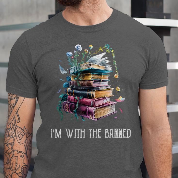 Im With The Banned Book Readers Librarians Read Banned Books Unisex Jersey T-Shirt