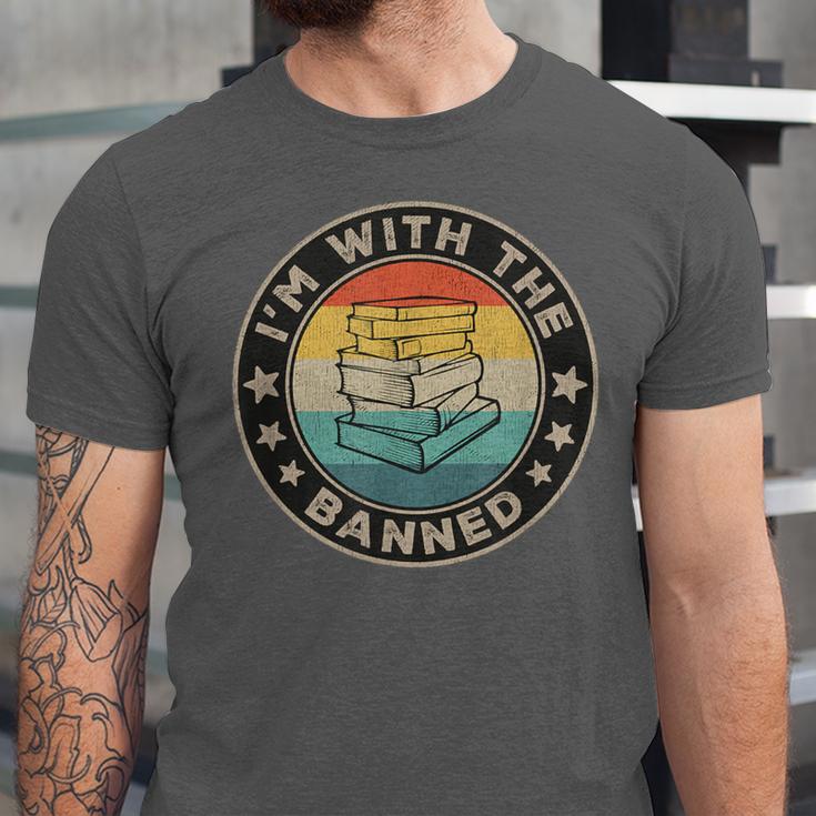 Im With The Banned Book Readers Retro Librarians Teachers Unisex Jersey T-Shirt Im With The Banned Book Readers Retro Librarians Teachers Unisex Jersey T-Shirt
