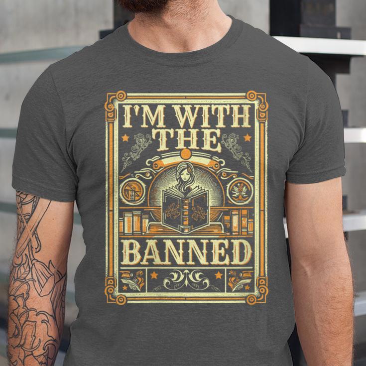 Banned Books Librarian Book Readers I m With The Banned Unisex Jersey T-Shirt