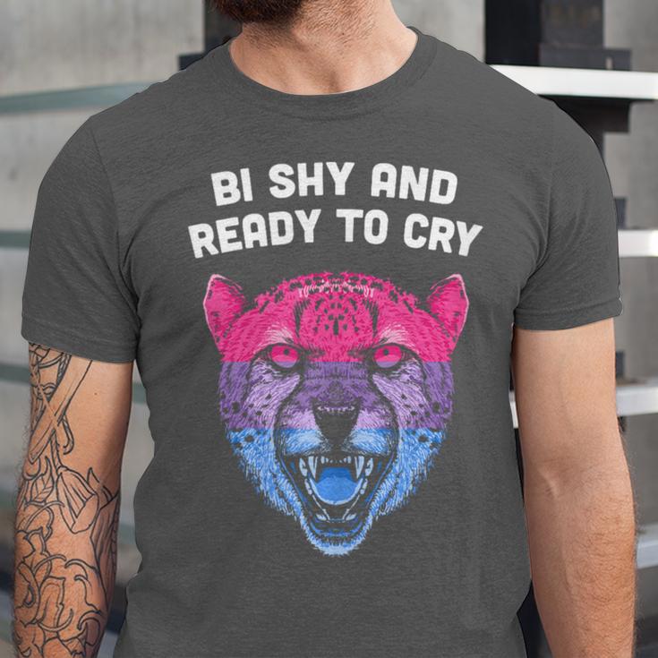 Bi Shy And Ready To Cry Bisexual Introvert Bi Pride Unisex Jersey T-Shirt Bi Shy And Ready To Cry Bisexual Introvert Bi Pride Unisex Jersey T-Shirt