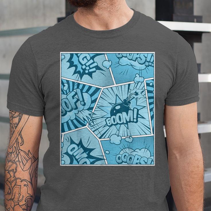 Blue Comic Book Blue Graphic Unisex Jersey T-Shirt