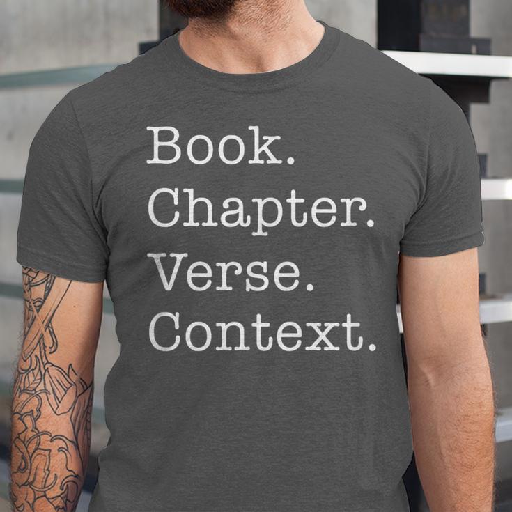 Book Chapter Verse Context Theology Christian Reformed Unisex Jersey T-Shirt