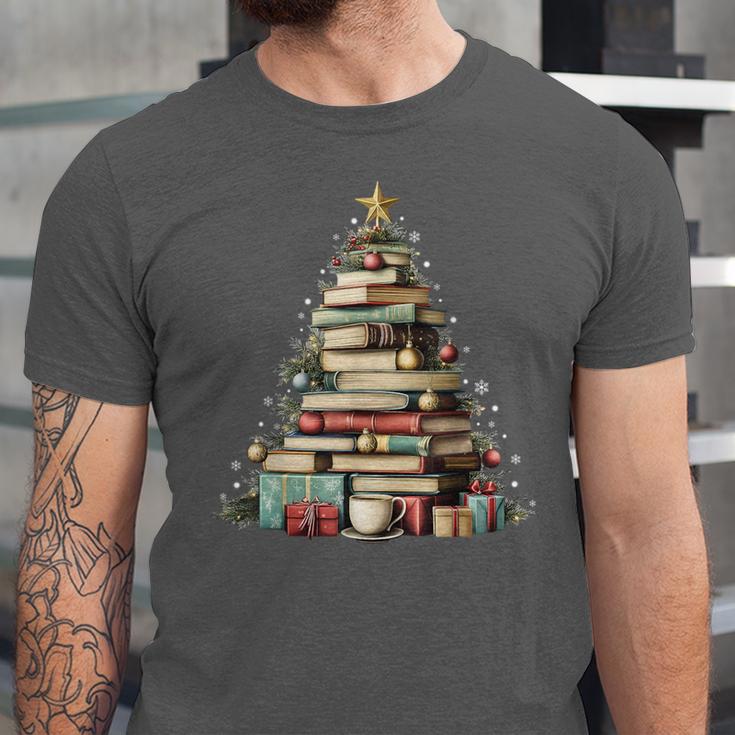 Book Christmas Tree Books Lovers Xmas Teacher Men Women Kids Unisex Jersey T-Shirt