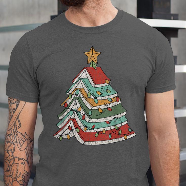 Book Christmas Tree For Librarians Book Lovers Unisex Jersey T-Shirt