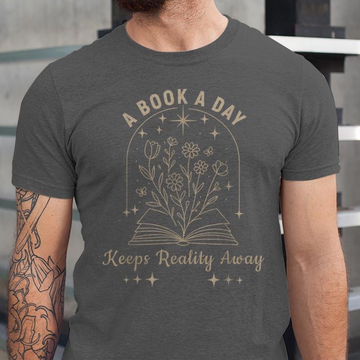 A Book A Day Keeps Reality Away Unisex Jersey T-Shirt