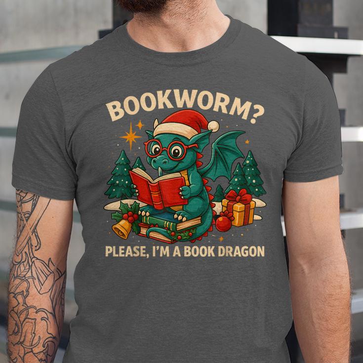 Book Dragon Christmas Reading For Fantasy Lovers Unisex Jersey T-Shirt
