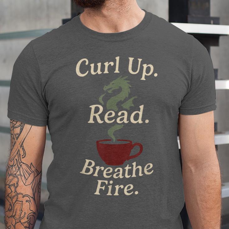 Book Dragon Fantasy Reader Cozy Reading Book Lover Dragon Unisex Jersey T-Shirt
