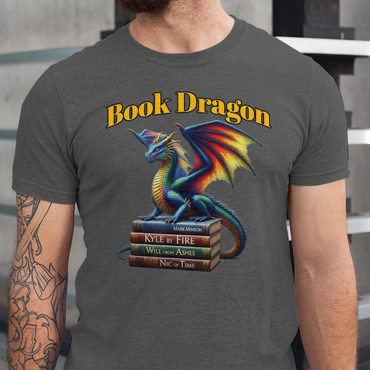 Book Dragon Mark Minson's Books Unisex Jersey T-Shirt Book Dragon Mark Minson's Books Unisex Jersey T-Shirt