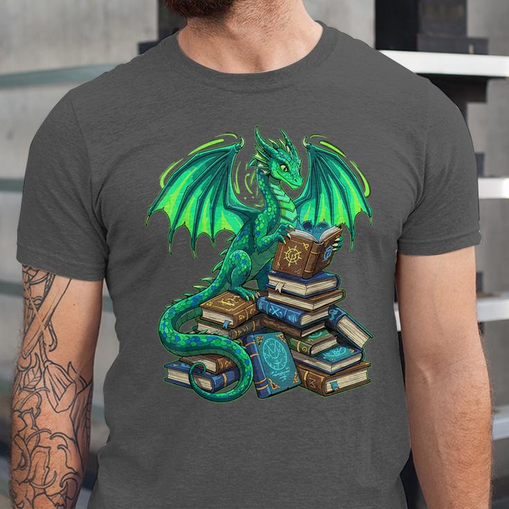 Book Dragon Reading Fantasy Unisex Jersey T-Shirt