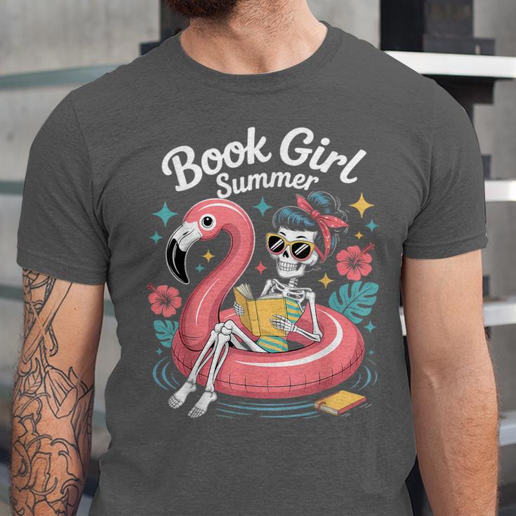 Book Girl Summer Skeleton Reading Books Lovers Beach Unisex Jersey T-Shirt Book Girl Summer Skeleton Reading Books Lovers Beach Unisex Jersey T-Shirt