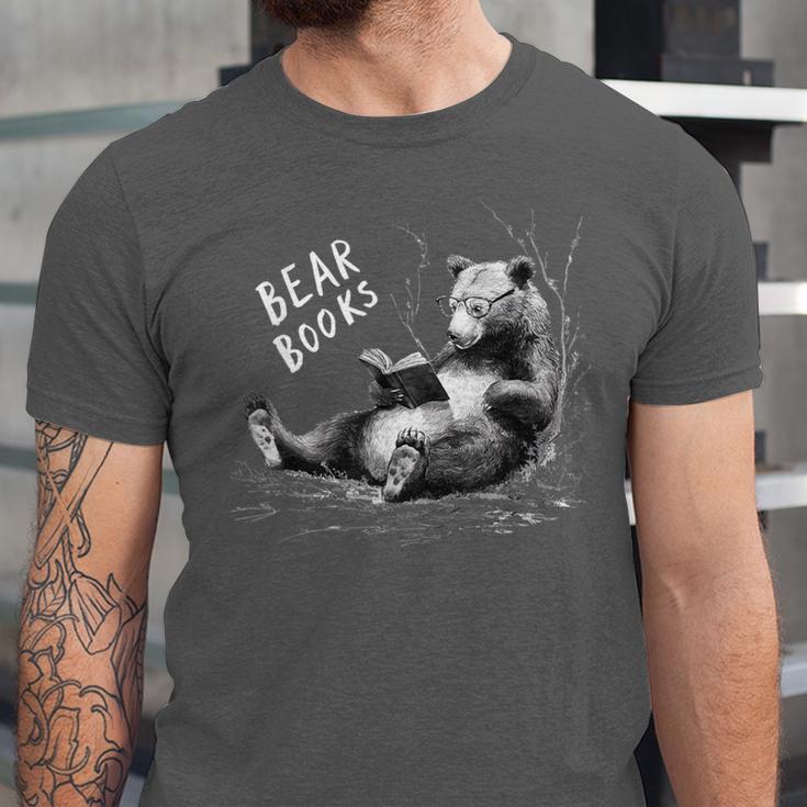 Book Lover Bear Cozy Reading Bear Graphic Bear Books Unisex Jersey T-Shirt Book Lover Bear Cozy Reading Bear Graphic Bear Books Unisex Jersey T-Shirt