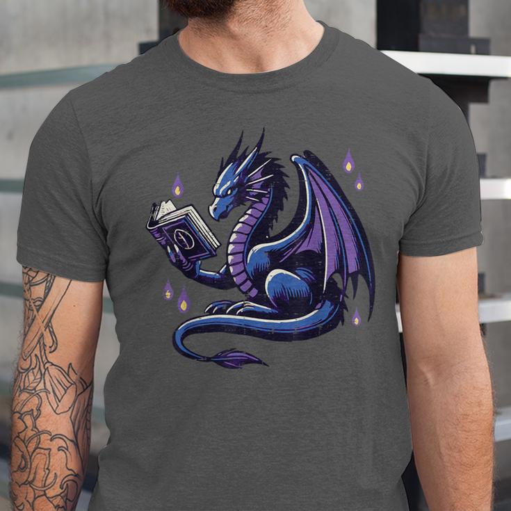 Book Lover Dragon Reading Cool Fantasy Women Girls Kids Men Unisex Jersey T-Shirt