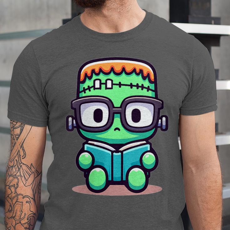 Book Lover Frankenstein's Monster With Reading Glasses Unisex Jersey T-Shirt
