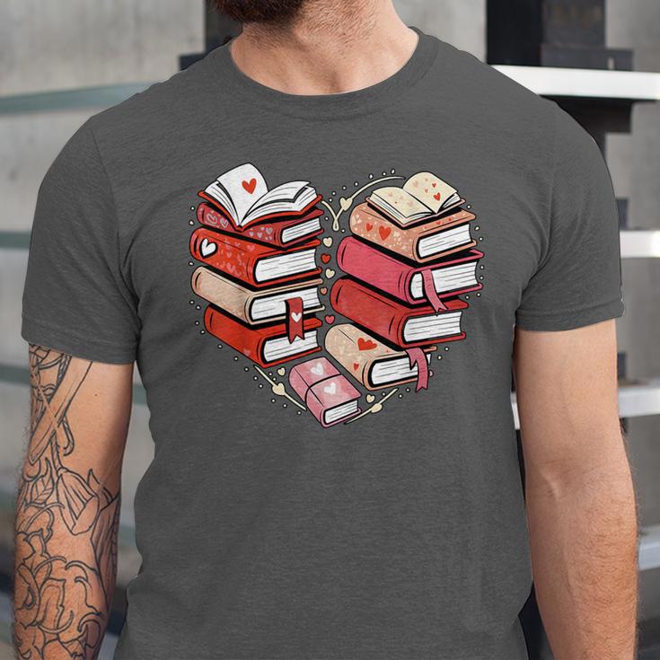 Book Lover Heart Shape Reading Librarian Valentine Men Women Unisex Jersey T-Shirt