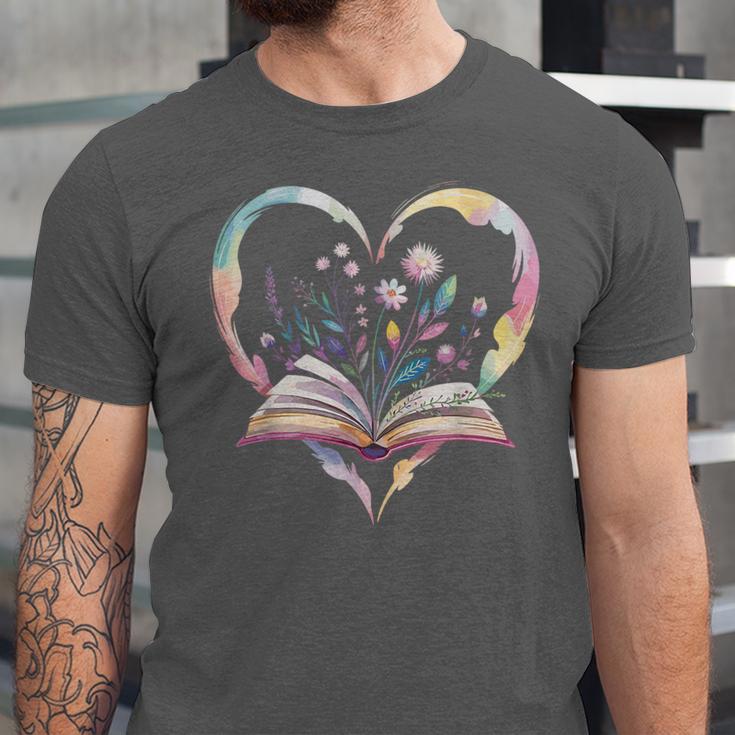 Book Lover Heart Shaped Reading Art Bookworm Unisex Jersey T-Shirt
