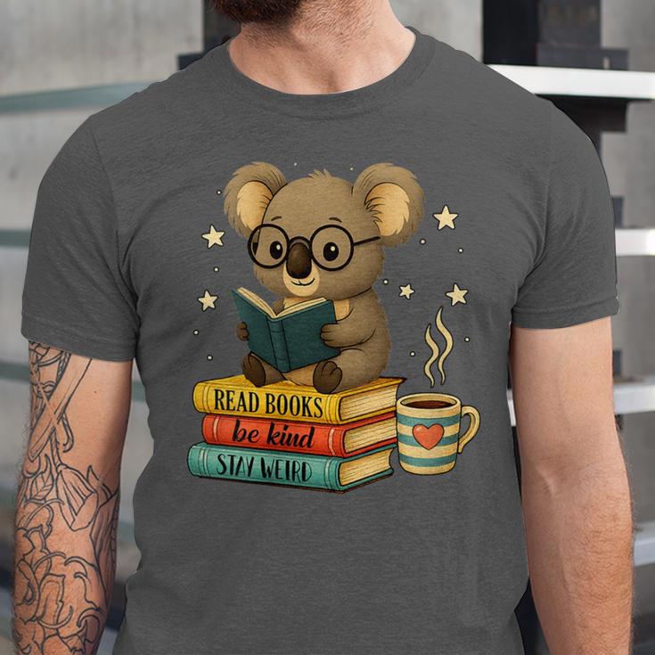 Book Lover Koala Reading Bookish Library Read Books Be Kind Unisex Jersey T-Shirt