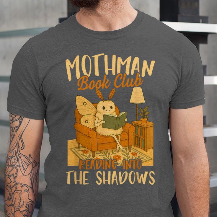 Book Lover Moth Mothman Book Club Reading Into Shadows Unisex Jersey T-Shirt Book Lover Moth Mothman Book Club Reading Into Shadows Unisex Jersey T-Shirt