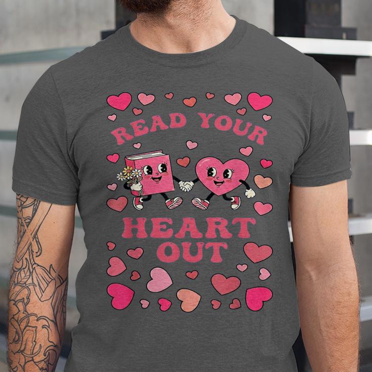 Book Lover Read Your Heart Out Teacher Valentines Unisex Jersey T-Shirt
