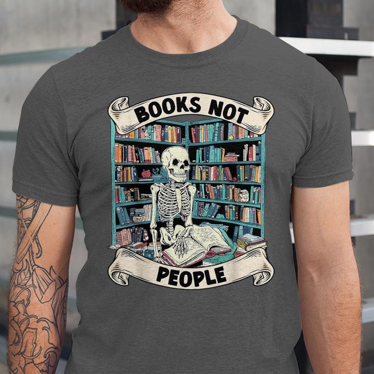 Book Lover Skeleton Reading Love Books Not People Unisex Jersey T-Shirt