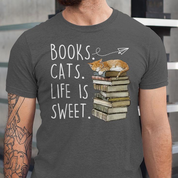 Book Lovers Books Cats Life Is Sweet Cat Lover Unisex Jersey T-Shirt Book Lovers Books Cats Life Is Sweet Cat Lover Unisex Jersey T-Shirt
