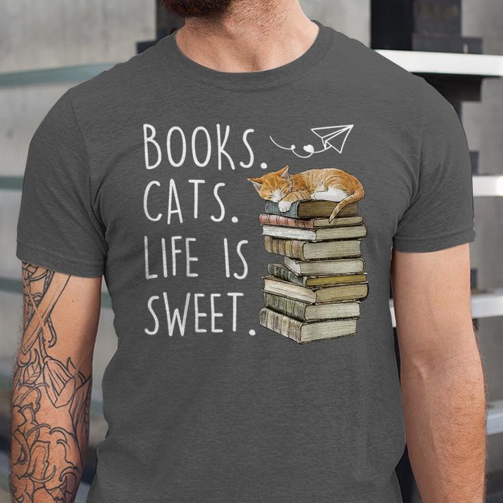 Book Lovers Books Cats Life Is Sweet Cat Lovers Unisex Jersey T-Shirt Book Lovers Books Cats Life Is Sweet Cat Lovers Unisex Jersey T-Shirt