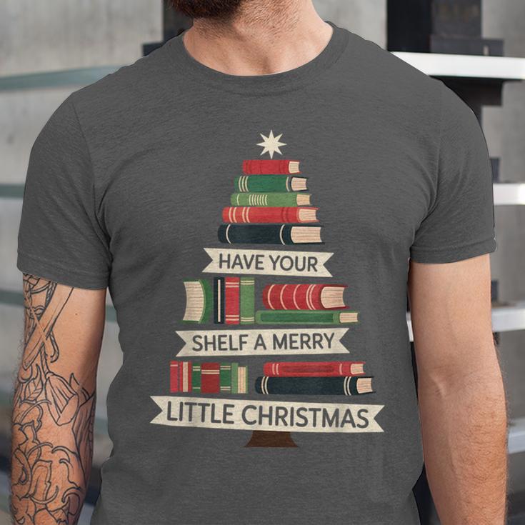 Book Merry Little Christmas Tree Holiday Unisex Jersey T-Shirt Book Merry Little Christmas Tree Holiday Unisex Jersey T-Shirt
