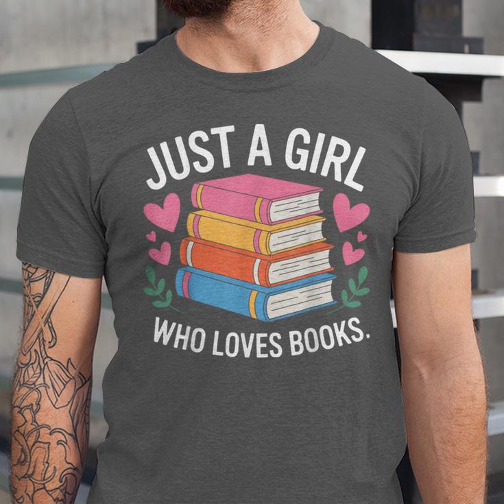 Book Nerd Just A Girl Who Loves Books Literary Enthusiast Unisex Jersey T-Shirt