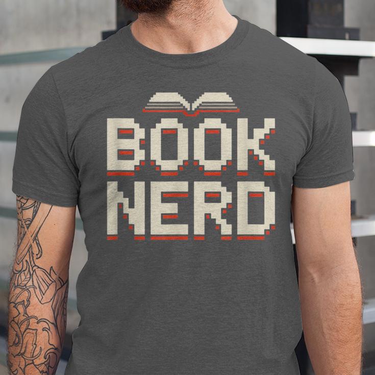 Book Nerd Retro Pixel Reading Librarian Aesthetic Unisex Jersey T-Shirt