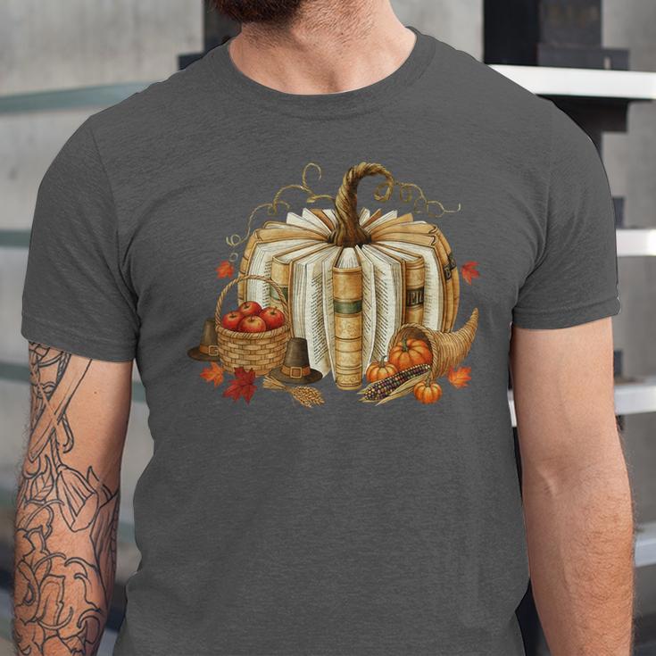 Book Pumpkin Fall Reading Thanksgiving Teacher Librarian Unisex Jersey T-Shirt Book Pumpkin Fall Reading Thanksgiving Teacher Librarian Unisex Jersey T-Shirt