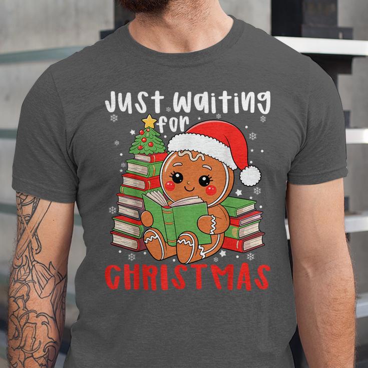 Book Reading Just Waiting For Christmas Gingerbread Unisex Jersey T-Shirt Book Reading Just Waiting For Christmas Gingerbread Unisex Jersey T-Shirt
