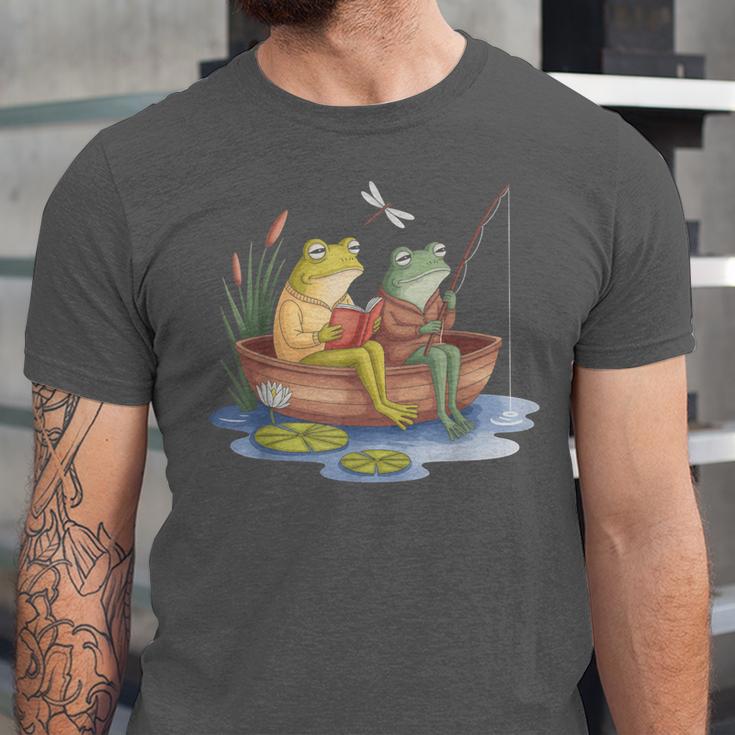 Book Shirt Frog Toad Fishing Vintage Book Frog Unisex Jersey T-Shirt