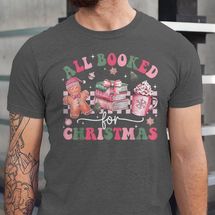 All Booked For Christmas Book Coffee Latte Gingerbread Unisex Jersey T-Shirt