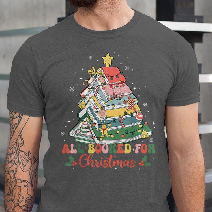 All Booked For Christmas Book Lovers Xmas Tree Lights Unisex Jersey T-Shirt All Booked For Christmas Book Lovers Xmas Tree Lights Unisex Jersey T-Shirt