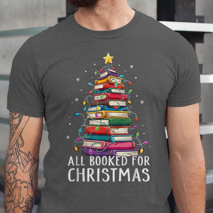 All Booked For Christmas Book Christmas Tree Lights Unisex Jersey T-Shirt All Booked For Christmas Book Christmas Tree Lights Unisex Jersey T-Shirt
