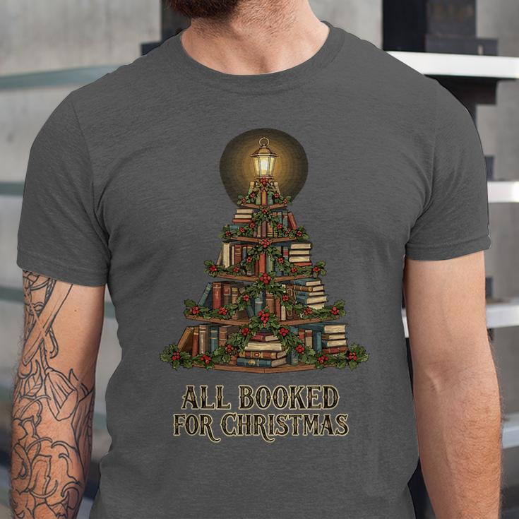 All Booked For Christmas Book Tree Book Lover Teacher Unisex Jersey T-Shirt