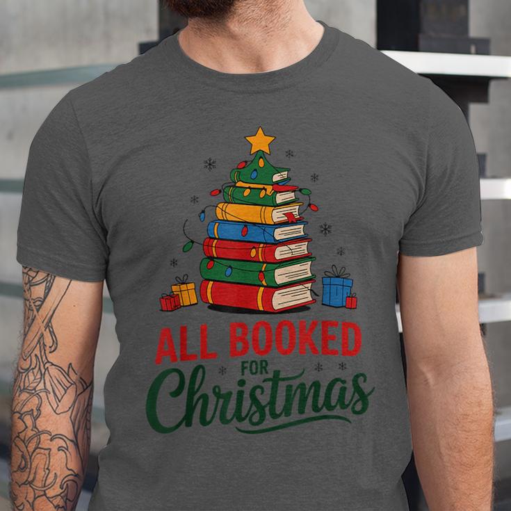 All Booked For Christmas Librarian Reader Xmas Pajama Unisex Jersey T-Shirt