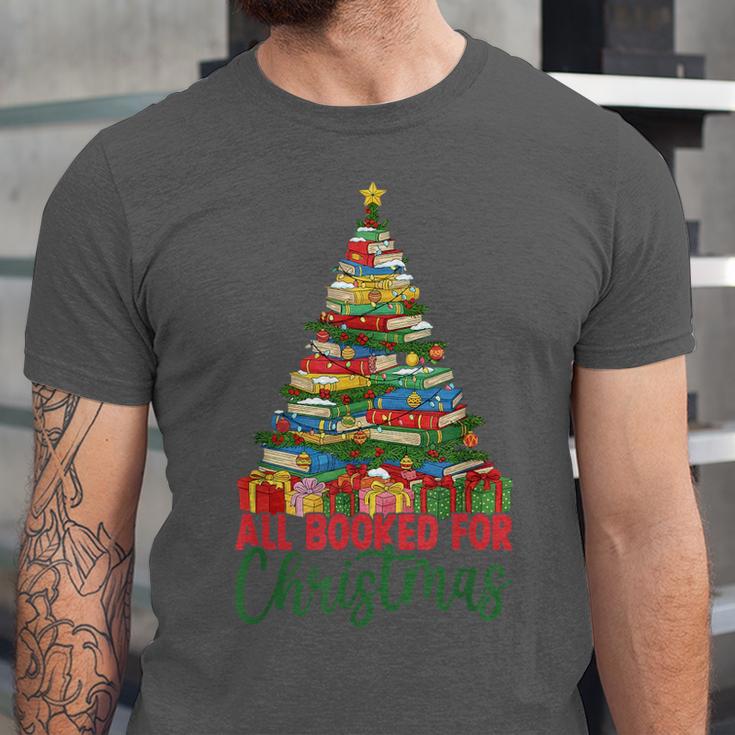 All Booked For Christmas Reading Books Librarian Holiday Unisex Jersey T-Shirt