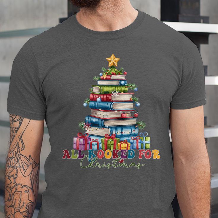 All Booked For Christmas Teacher Reading Student Bookworm Unisex Jersey T-Shirt
