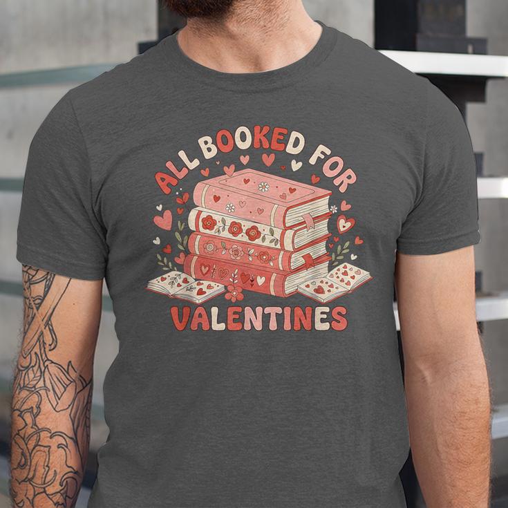 All Booked For Valentine’s Day Readers Teachers Bookworms Unisex Jersey T-Shirt