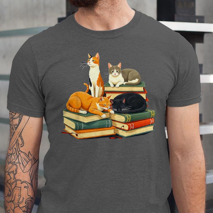 Bookish Cat Lover Cute Reading Squad Books & Kittens Love Unisex Jersey T-Shirt