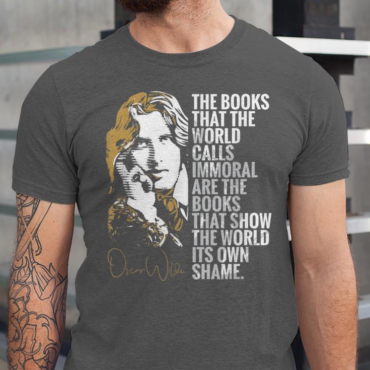 Books Called Immoral World's Shame Dorian Gray Oscar Wilde Unisex Jersey T-Shirt