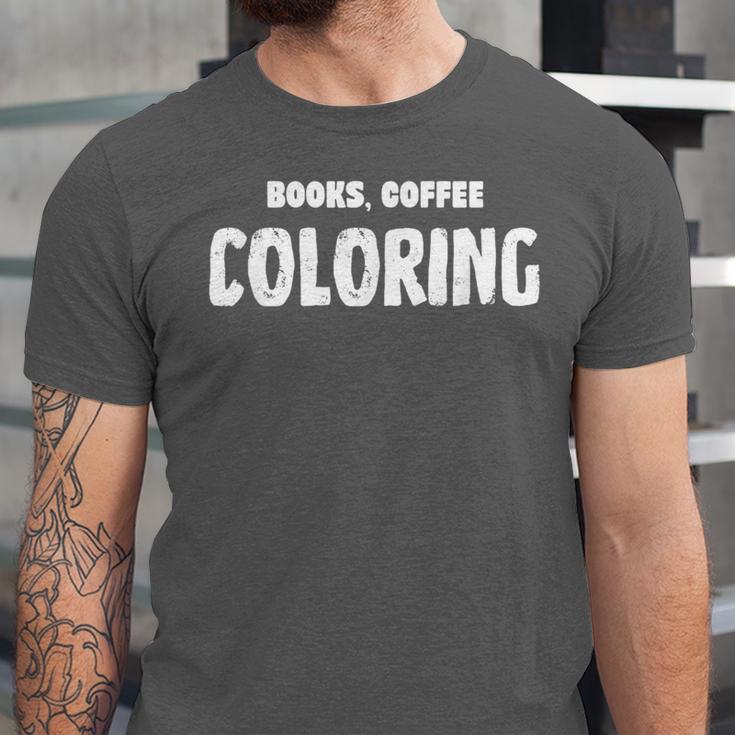Books Coffee Coloring Unisex Jersey T-Shirt Books Coffee Coloring Unisex Jersey T-Shirt