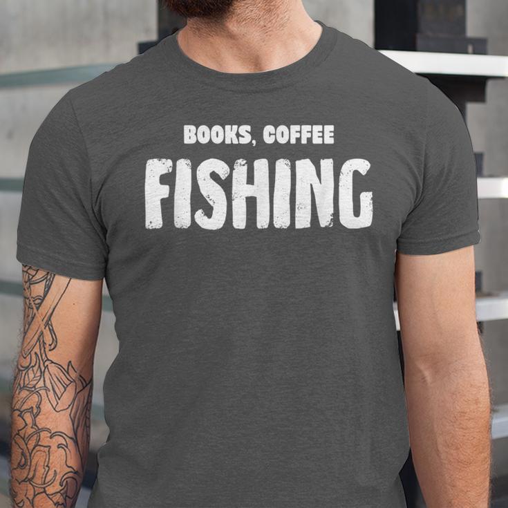 Books Coffee Fishing Unisex Jersey T-Shirt