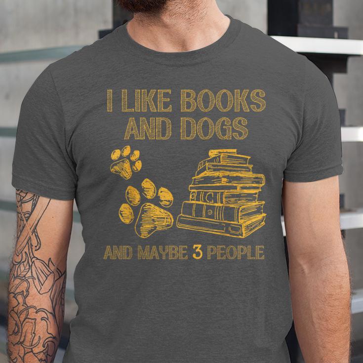 I Like Books And Dogs And Maybe 3 People Vintage Sayin Unisex Jersey T-Shirt I Like Books And Dogs And Maybe 3 People Vintage Sayin Unisex Jersey T-Shirt
