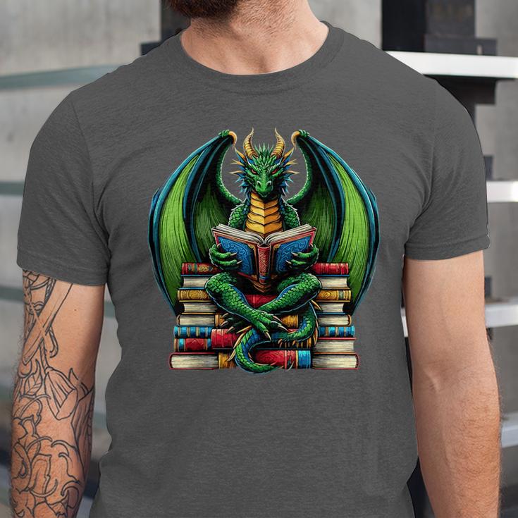 Books Dragon Reading Book Unisex Jersey T-Shirt Books Dragon Reading Book Unisex Jersey T-Shirt