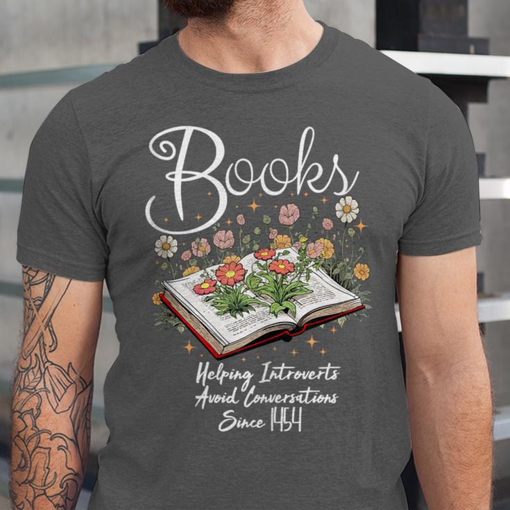 Books That Help Introverts Since 1454 Conversations Unisex Jersey T-Shirt