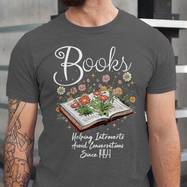 Books That Help Introverts Since 1454 Conversations Unisex Jersey T-Shirt Books That Help Introverts Since 1454 Conversations Unisex Jersey T-Shirt