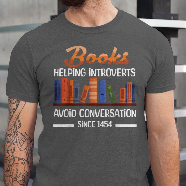 Books Helping Introverts Avoid Conversation Book Reading Unisex Jersey T-Shirt