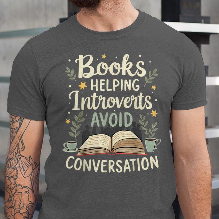 Books Helping Introverts Avoid Conversation Introvert Unisex Jersey T-Shirt Books Helping Introverts Avoid Conversation Introvert Unisex Jersey T-Shirt