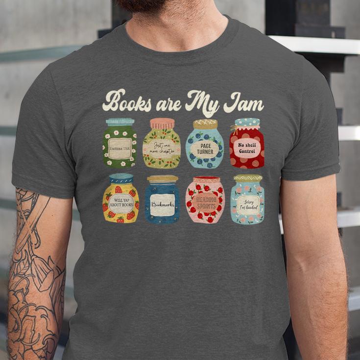 Books Are My Jam Shirt Book Lover Reader Reading Teacher Unisex Jersey T-Shirt